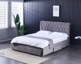 Cumpara ieftin Pat 160x200 cm Sunday Gri cu 4 sertare Tapitat Catifea Somiera Inclusa