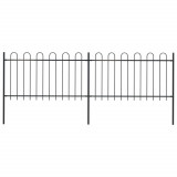 VidaXL Gard de grădină cu v&acirc;rf curbat, negru, 3,4 x 1 m, oțel