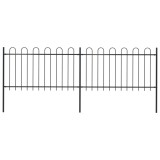 vidaXL Gard de grădină cu v&acirc;rf curbat, negru, 3,4 x 1 m, oțel