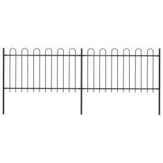 vidaXL Gard de grădină cu vârf curbat, negru, 3,4 x 1 m, oțel