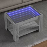 VidaXL Măsuță de cafea cu LED sonoma gri 73x53x45 cm lemn prelucrat
