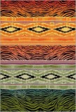 Cumpara ieftin Covor Model Ethnic 11330-130, Marime 67 x 130 cm, Portocaliu, Verde, Inaltime Fir 10 mm, Antialergic, Polipropilena, Living, Dormitor, Sufragerie, Bir