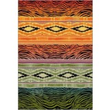 Covor Model Ethnic 11330-130, Marime 67 x 130 cm, Portocaliu, Verde, Inaltime Fir 10 mm, Antialergic, Polipropilena, Living, Dormitor, Sufragerie, Bir