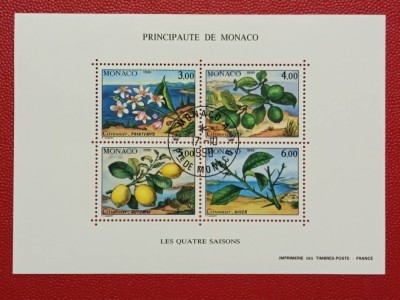 Monaco 1990 - fructe, bloc stampilat foto