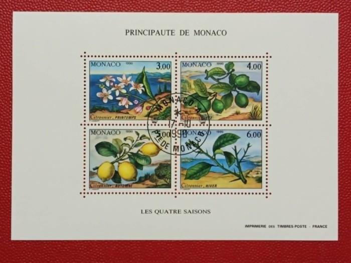 Monaco 1990 - fructe, bloc stampilat