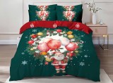 Cumpara ieftin Lenjerie Pat De Craciun Ebenezer Cr024, Bumbac, 6 Piese, Fara Elastic, Imprimeu, Verde