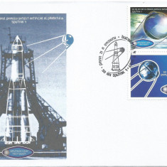 |Romania, LP 1785a/2007, 50 de ani Sputnik 1, cu vinieta tip 1, FDC nelistat