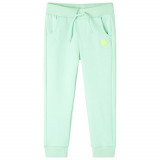 Pantaloni Trening Copii Verde Aprins, Marime 92 (1.5-2 Ani), Bumbac/Poliester, vidaXL