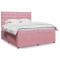 vidaXL Pat box spring cu saltea, roz, 200x200 cm, catifea 3292447