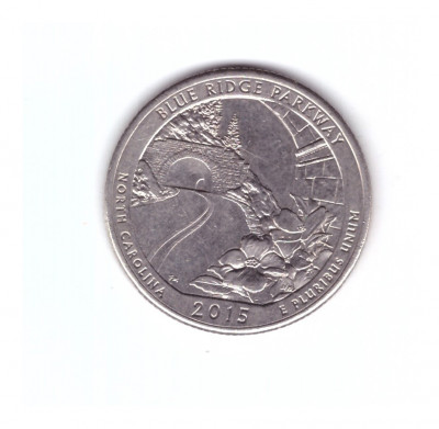 Moneda SUA 25 centi/quarter dollar 2015 D Blue Ridge Parkway, stare foarte buna foto