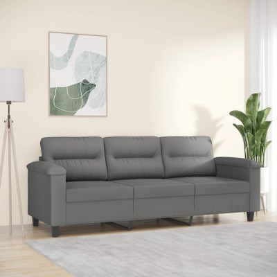 vidaXL Canapea cu 3 locuri, gri &amp;icirc;nchis, 180 cm, țesătură microfibră 359569 foto