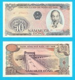 Vietnam (p#97) 50 Dong 1985 aUNC+ 'Ho Chi Minh' serie: 8784979; (ROG CITITI DETALIILE!)