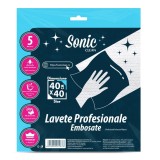 Laveta profesionala embosata Sonic Clean, celuloza + poliester, alba, 40 x 40 cm, 5 buc / set
