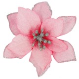 Set 10 ornamente pentru bradul de Craciun, stea Poinsettia, 13cm, roz Household NewTrend