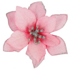 Set 10 ornamente pentru bradul de Craciun, stea Poinsettia, 13cm, roz Household NewTrend