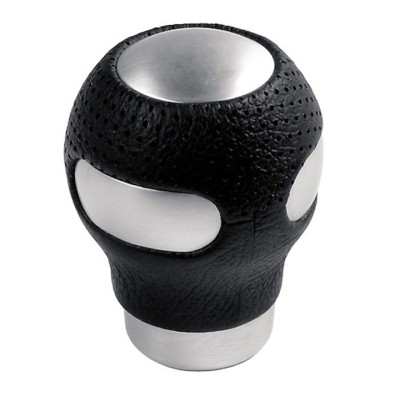 Nuca schimbator viteze, Beta Gear, Piele sintetica/Aluminiu, Compatibil Fiat/Opel, Negru/Argintiu foto