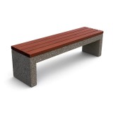 Banca stradala din beton cu aspect de piatra naturala, sezut din lemn de brad 150 cm