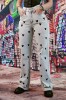 F926-100 Blugi drepti cu talie inalta model brodat &quot;Mickey&quot;, 26, 28, 30, 32