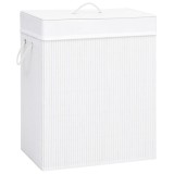 Cos de rufe din bambus cu o sectiune, alb, 83 L