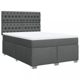 Cumpara ieftin Pat box spring cu saltea, gri inchis, 140x200 cm, textil