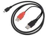 Cablu USB 2.0 A x2 - B mini, 1m, negru, DELOCK