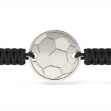 Bratara Argint 925 Femei, Snur Negru, Minge Fotbal. Atcom, Cadou Valentine&#039;s Day, Martisor, Zi Nastere. Cutie Bijuterii, Certificat Calitate