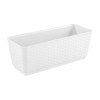 Jardiniera decorativa, Prosperplast, imitatie ratan, suport, alba, 49.2x17.2x17.4 cm, Old