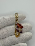 PANDANTIV AUR 18K - De firma : ROSATO - Citrin - Ametist - Spinel - 6.3g. !