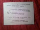 Invitatie 1929 catre Asociatia Studentilor Romani din Franta la Conferinta M.H.Capitant