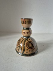 Sfesnic vintage ceramica pictata manual marcata Original F 495 H si o barcuta, colectie arta decorativa, pictura manuala