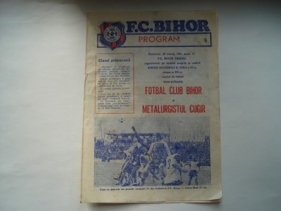 Program Fotbal Club Oradea - Metalurgistul Cugir, 1981 foto