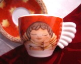 SET PORTELAN THUN ITALIA CEASCA CAFEA ESPRESSO CU FARFURIE EDITIE LIMITATA COLECTIA CAFFE AL VOLO DECOR CU INGERAS