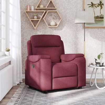 vidaXL Fotoliu rabatabil, roșu vin, material textil foto