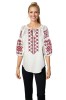 Bluza dama O25 alb/rosu marimea S, Casual, Bumbac