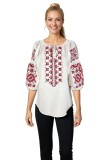 Bluza dama O25 alb/rosu , marimea 2XL