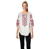 Bluza dama O25 alb/rosu , marimea L