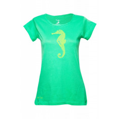 Tricou verde cu decolteu rotund Cuffys, de dama