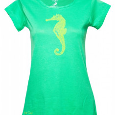 Tricou verde cu decolteu rotund Cuffys, de dama