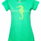 Tricou verde cu decolteu rotund Cuffys, de dama