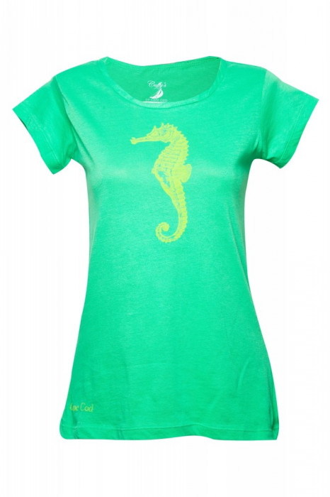 Tricou verde cu decolteu rotund Cuffys, de dama