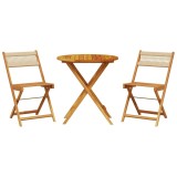 Cumpara ieftin Set mobilier bistro, 3 piese, bej, polipropilena si lemn masiv