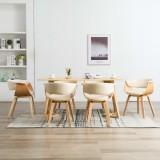 vidaXL Scaune sufragerie 6 buc. lemn curbat crem și piele artificială