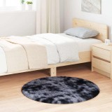vidaXL Covor shaggy cu pom &icirc;nalt, NAVARRA, gri &icirc;nchis, 100x100 cm