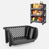 Cos de Depozitare Perforat din Plastic Antracit Stivuibil, CMCLASS