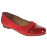 OFERTA marimea 35, 39 - Balerini dama, din piele naturala intoarsa, cu varf lacuit, rosu - LARENALACRVEL