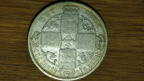 Anglia Marea Britanie -moneda rara argint 925 - 1 florin 1880 - Victoria tanara