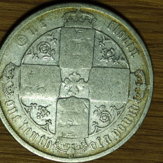 Anglia Marea Britanie -moneda rara argint 925 - 1 florin 1880 - Victoria tanara