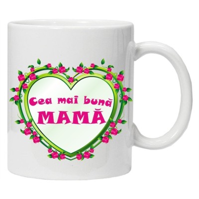Cana alba personalizata &amp;quot;cea mai buna mama&amp;quot;, INOVATIX&amp;reg;️. 330ml foto