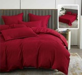 Lenjerie pat dublu,bumbac finet,6 piese,cearceaf normal 230x250cm, cearceaf pilota 200x230cm, 2 fete de perna 50x70, 2 fete de perna 70x70,rosie-81213, Ralex Pucioasa