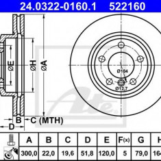 Disc frana BMW Seria 3 (E46) (1998 - 2005) ATE 24.0322-0160.1